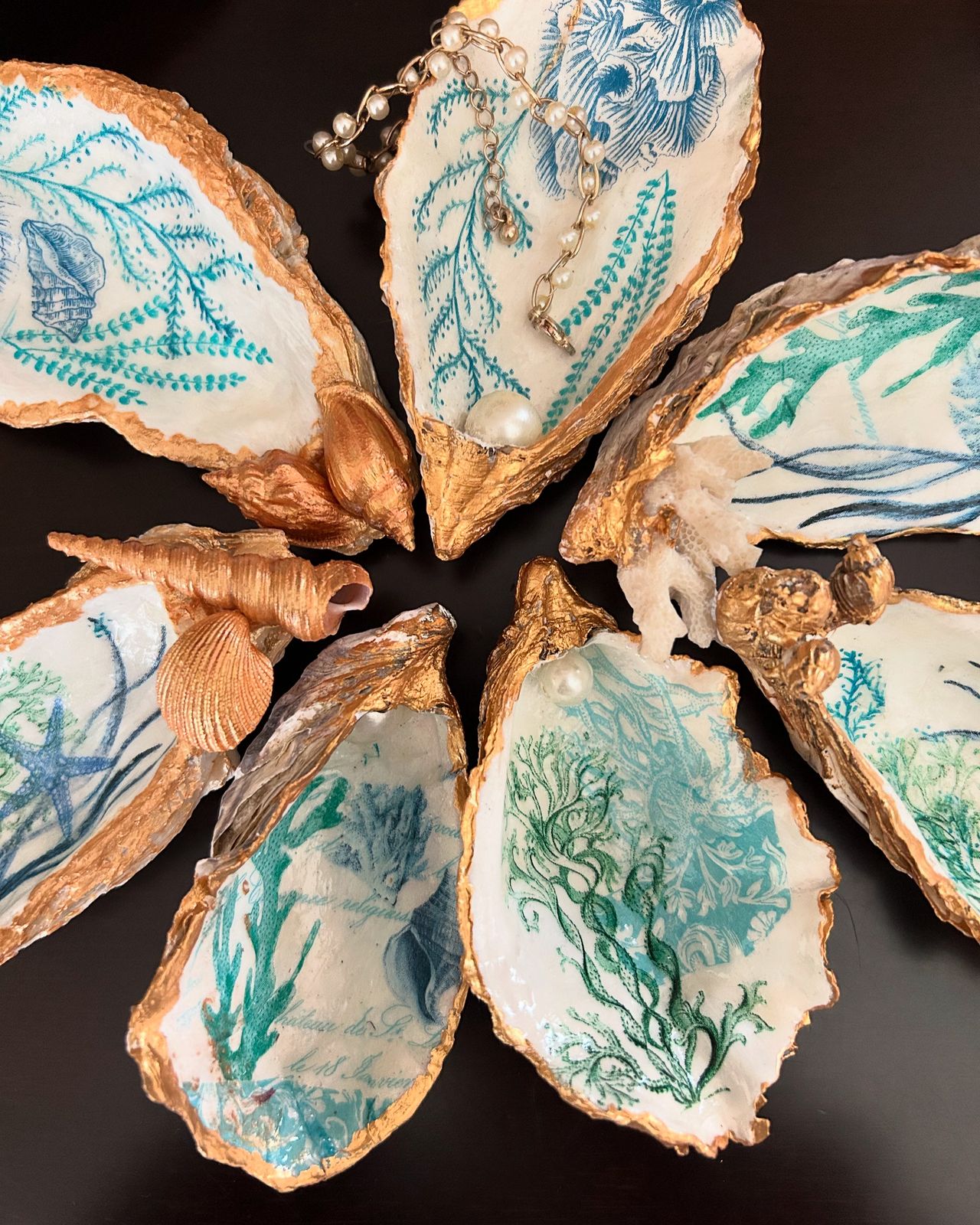 Turquoise Coral Oyster Shell